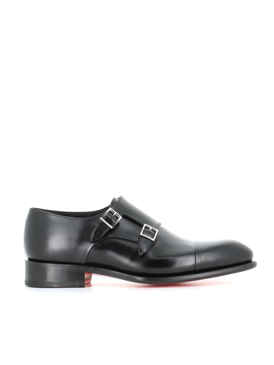 Man saints | Santoni Double Buckle Black Men