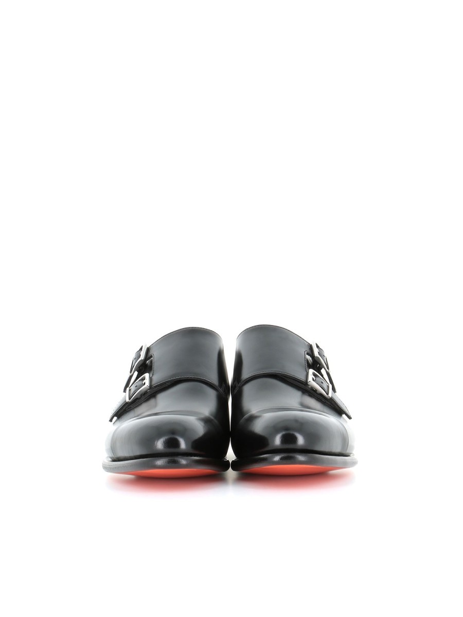 Man saints | Santoni Double Buckle Black Men