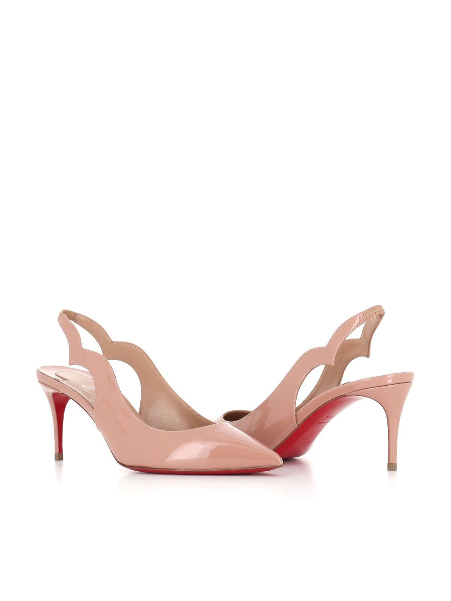 Woman christian louboutin | Christian Louboutin Decollete Hot Chick Sling 70 Pink Women Nude