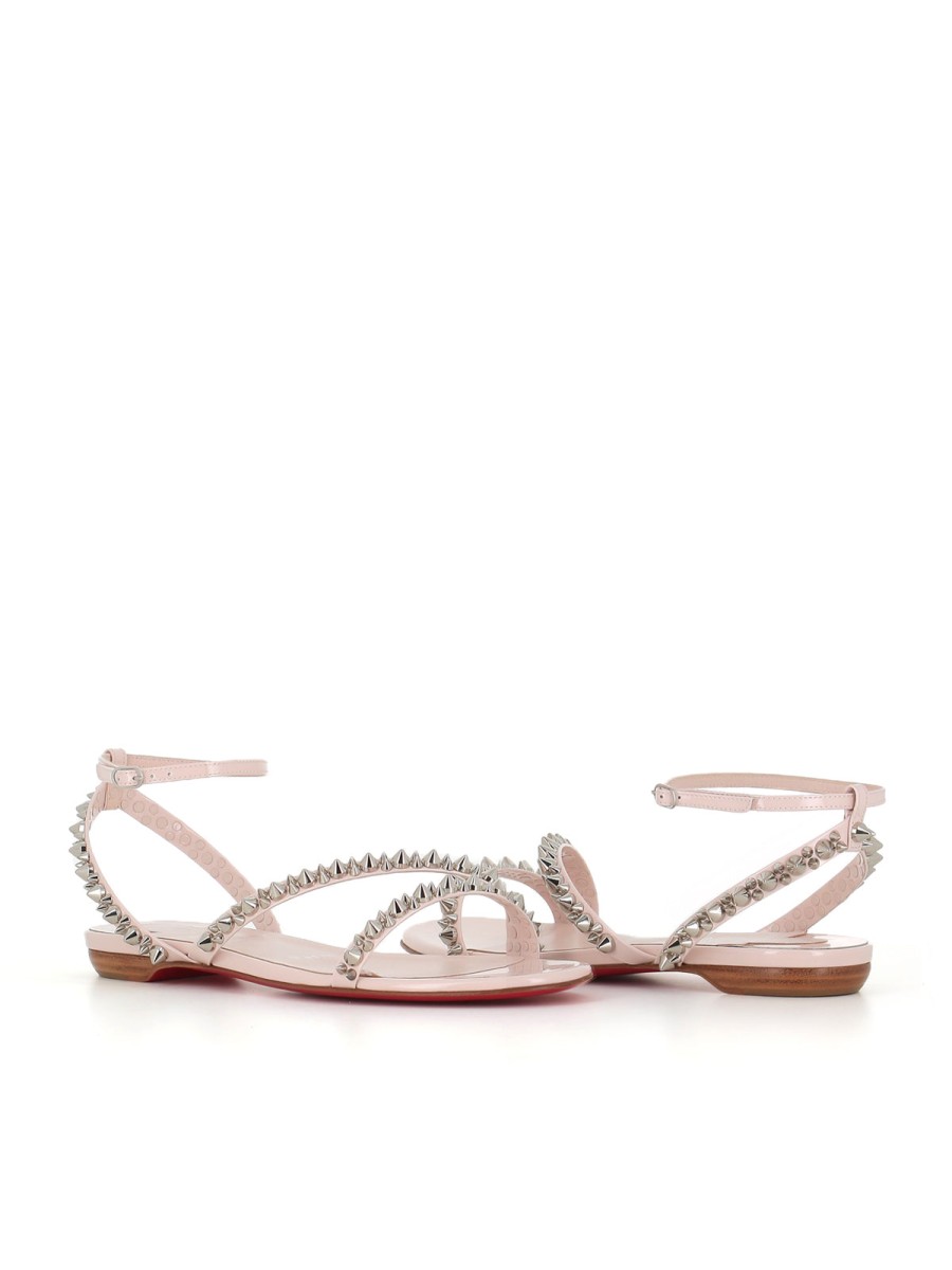 Woman christian louboutin | Christian Louboutin Mafaldina Spiker Flat Sandal Pink Women Nude