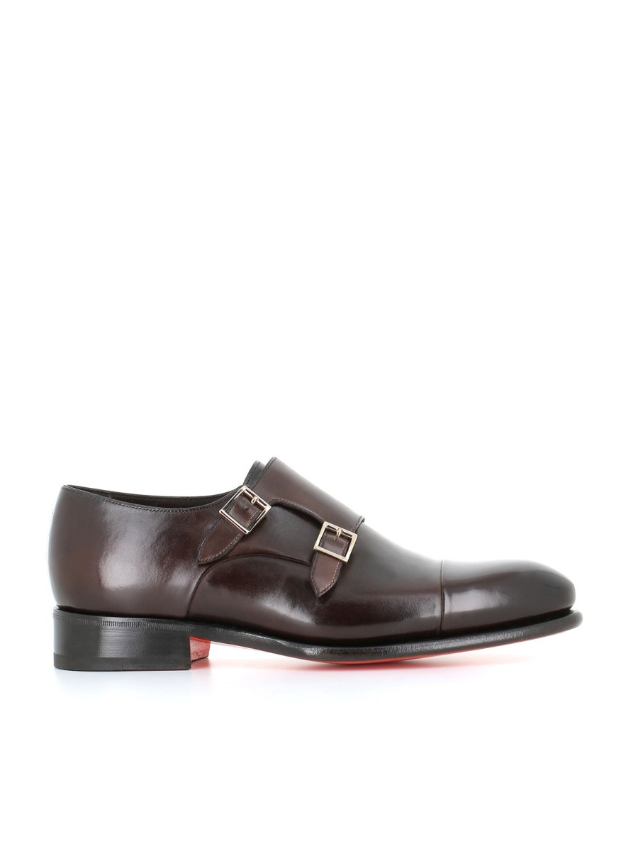 Man saints | Santoni Double Buckle Brown Men