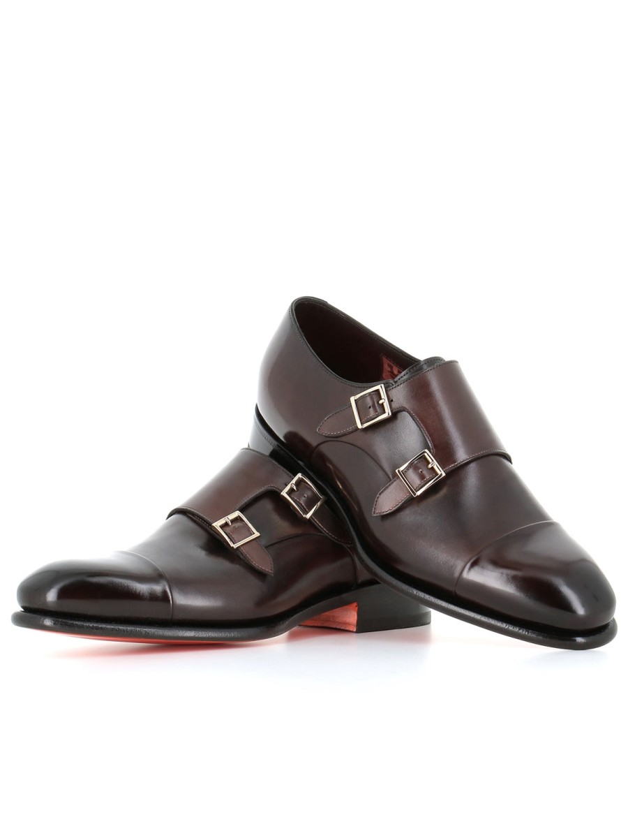 Man saints | Santoni Double Buckle Brown Men